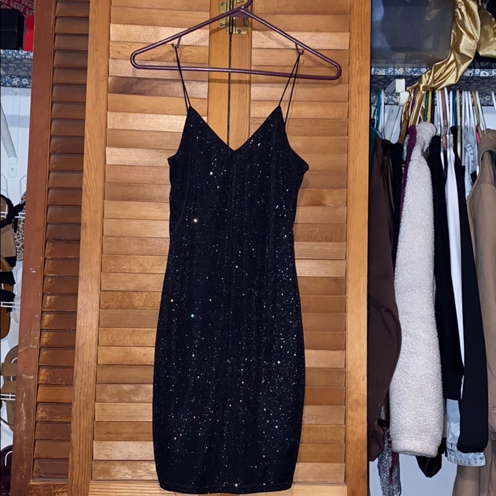 Short black sparkly dress